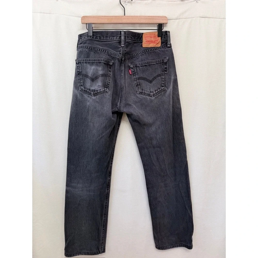 Levis 501 Original Fit Distressed Faded Black Jeans 33x32 Grunge 501-0660